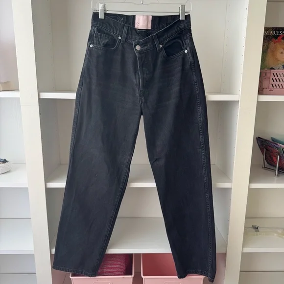 REVICE 90s Baby Joey Black Asymmetrical Crossover Jeans - Picture 3 of 6